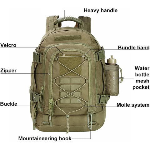Outdoor Tactical Backpack BEZET Outdoor Hiking Bag 65L