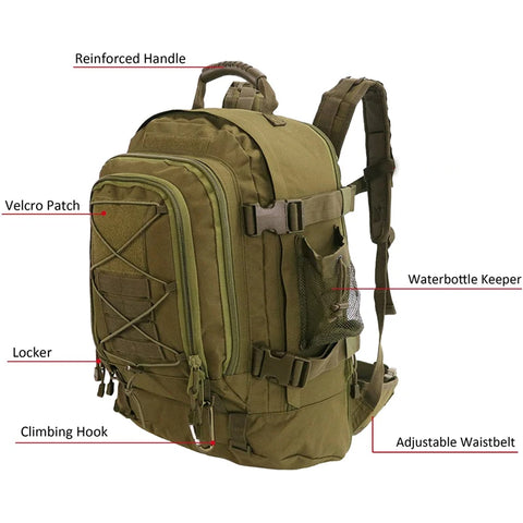 Outdoor Tactical Backpack BEZET Outdoor Hiking Bag 65L