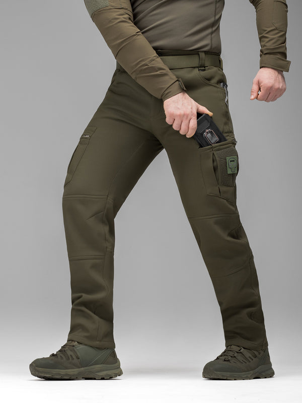 Зимові штани карго тактичні Softshell BEZET Ешелон хакі
