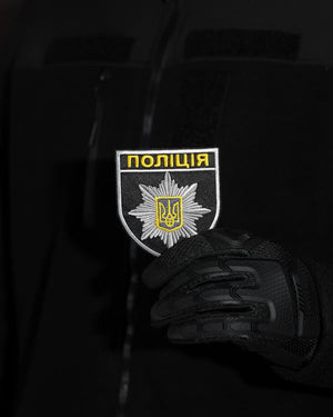 Шеврон BEZET Поліція Щит чорний