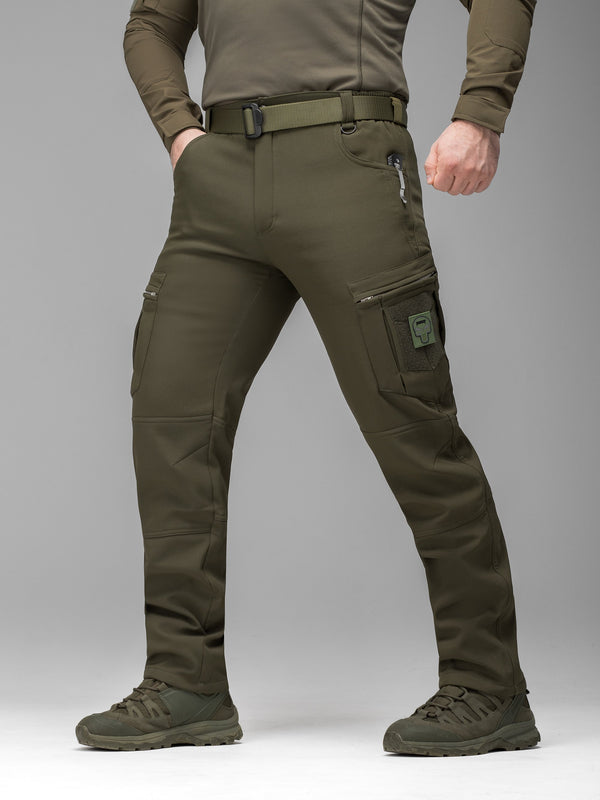 Зимові штани карго тактичні Softshell BEZET Ешелон хакі