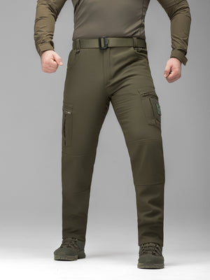 Зимові штани карго тактичні Softshell BEZET Ешелон хакі