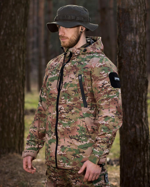 Tactical kit (Trajectory camouflage jacket, Tactical Warrior cargo pants, RASTA khaki hat)