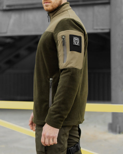 Tactical set (khaki fleece jacket, Chaplain khaki tactical cargo pants)